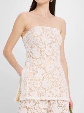 SANS FAFF Poppy Strapless Lace Top White Nude